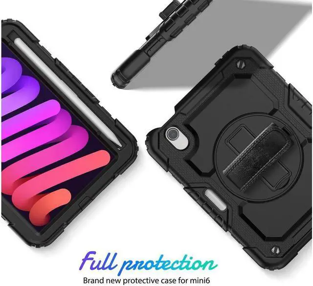 Alt view image 2 of 7 - BONAEVER Case for iPad mini 7 (A17 Pro) 2024 / Mini 6 2021 8.3 inch Shockproof cover for iPad Mini 6 with Screen Protector Pencil Holder Stand and /Shoulder Strap
