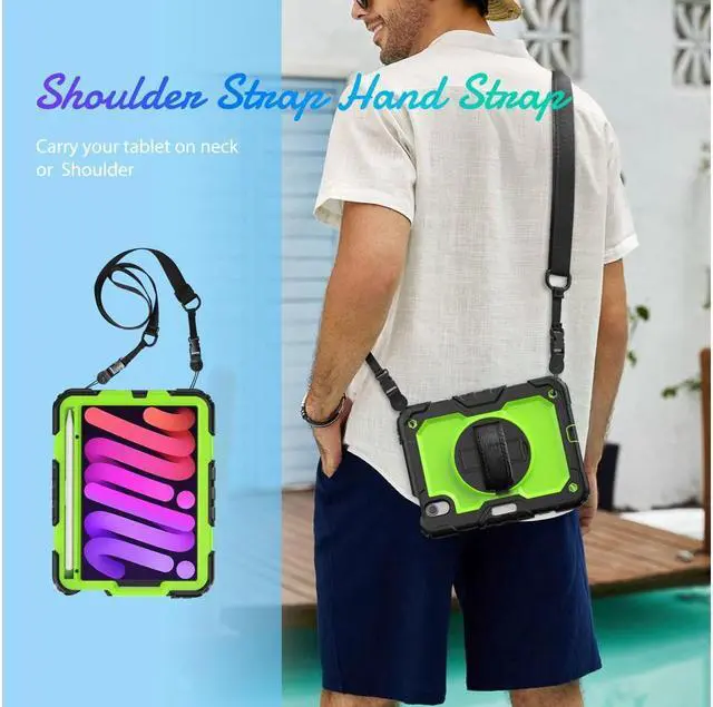 Alt view image 4 of 7 - BONAEVER Case for iPad mini 7 (A17 Pro) 2024 / Mini 6 2021 8.3 inch Shockproof cover for iPad Mini 6 with Screen Protector Pencil Holder Stand and /Shoulder Strap