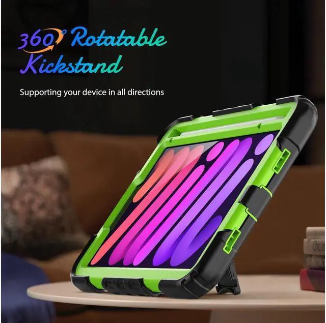 Alt view image 6 of 7 - BONAEVER Case for iPad mini 7 (A17 Pro) 2024 / Mini 6 2021 8.3 inch Shockproof cover for iPad Mini 6 with Screen Protector Pencil Holder Stand and /Shoulder Strap