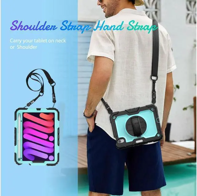 Alt view image 3 of 6 - BONAEVER Case for iPad mini 7 (A17 Pro) 2024 / Mini 6 2021 8.3 inch Shockproof cover for iPad Mini 6 with Screen Protector Pencil Holder Stand and /Shoulder Strap