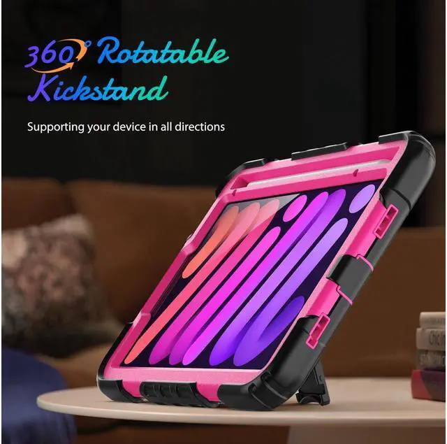 Alt view image 4 of 7 - BONAEVER Case for iPad mini 7 (A17 Pro) 2024 / Mini 6 2021 8.3 inch Shockproof cover for iPad Mini 6 with Screen Protector Pencil Holder Stand and /Shoulder Strap