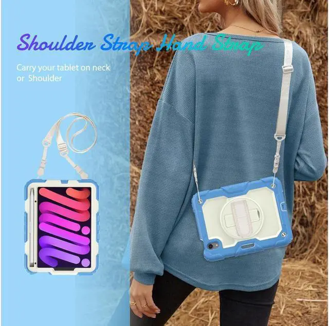 Alt view image 3 of 6 - BONAEVER Case for iPad mini 7 (A17 Pro) 2024 / Mini 6 2021 8.3 inch Shockproof cover for iPad Mini 6 with Screen Protector Pencil Holder Stand and /Shoulder Strap