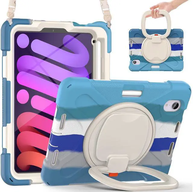 Main image of Case for iPad mini 7 (A17 Pro) 2024 / Mini 6 2021 8.3 inch with Rotating Stand / Hand Strap / Shoulder Strap / Pencil Holder Shockproof Kids Cover for iPad Mini 6th Generation 8.3 inch