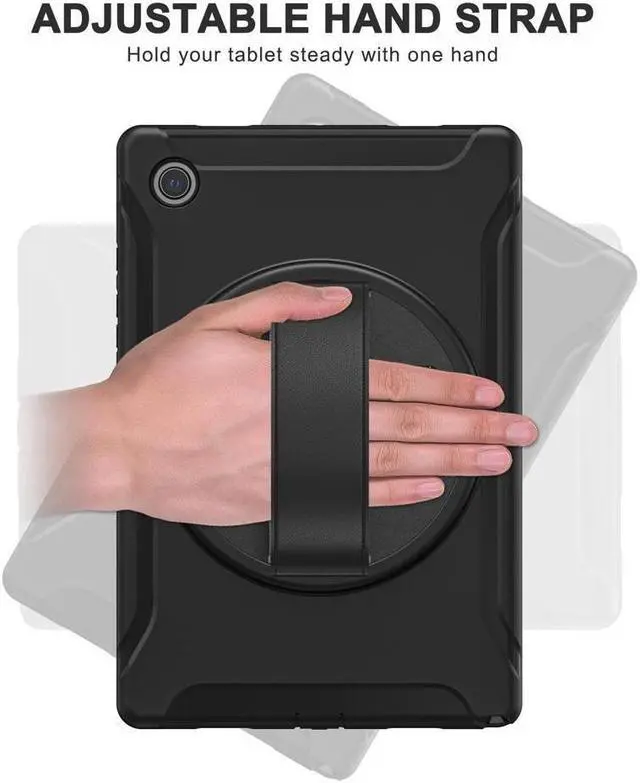 Alt view image 2 of 7 - BONAEVER For Galaxy Tab A8 Case 10.5 Inch 2022 (SM-X200/X205/X207) Rugged Shockproof Case with Hand Strap Rotating Stand and Protective Cover Case for 10.5" Galaxy Tab A8 2022