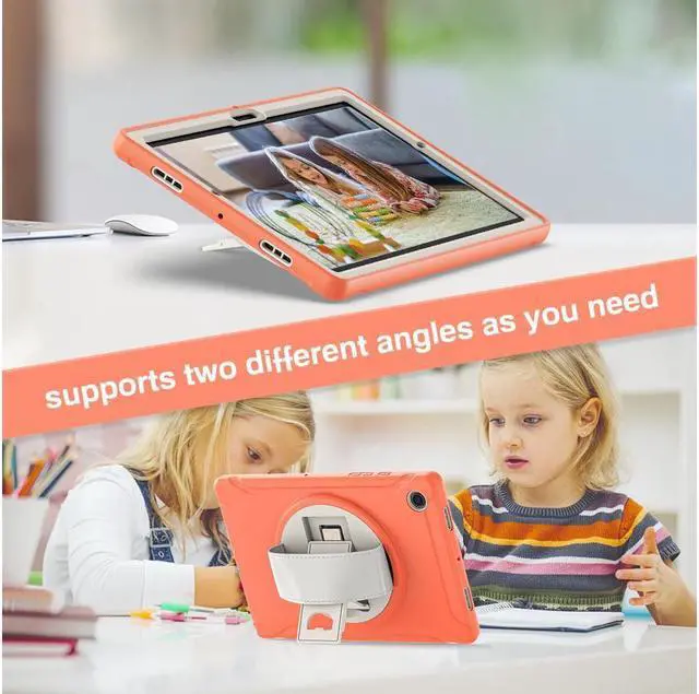 Alt view image 2 of 7 - BONAEVER For Galaxy Tab A8 Case 10.5 Inch 2022 (SM-X200/X205/X207) Rugged Shockproof Case with Hand Strap Rotating Stand and Protective Cover Case for 10.5" Galaxy Tab A8 2022