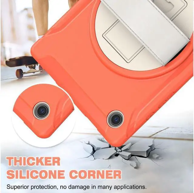 Alt view image 3 of 7 - BONAEVER For Galaxy Tab A8 Case 10.5 Inch 2022 (SM-X200/X205/X207) Rugged Shockproof Case with Hand Strap Rotating Stand and Protective Cover Case for 10.5" Galaxy Tab A8 2022