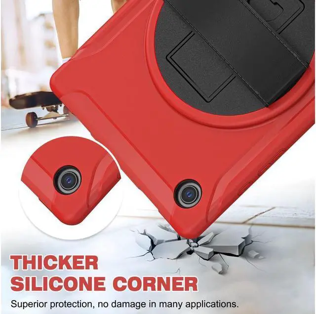 Alt view image 3 of 7 - BONAEVER For Galaxy Tab A8 Case 10.5 Inch 2022 (SM-X200/X205/X207) Rugged Shockproof Case with Hand Strap Rotating Stand and Protective Cover Case for 10.5" Galaxy Tab A8 2022
