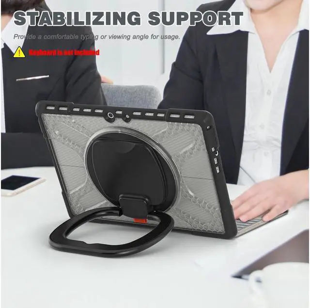 Alt view image 3 of 7 - BONAEVER Surface Pro 8 Case Shockproof Protective Cover with Pencil Holder / Hand Strap / Rotatable Stand and Compatible with Type Cover Keyboard for 13 inch Microsoft Surface Pro 8 2021