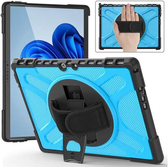 Main image of BONAEVER For Microsoft Surface Pro 8 13 inch 2021 Case Protective Rugged Cover with Pen Holder / Hand Strap / Rotating Stand and Compatible with Type Cover Keyboard
