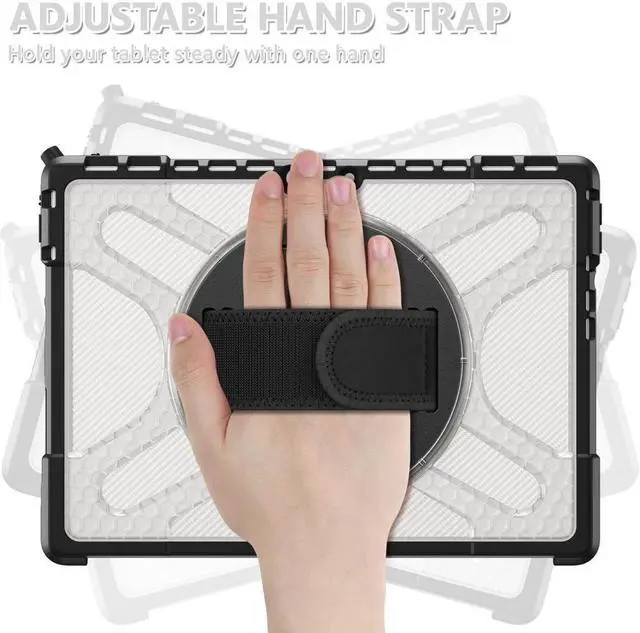 Alt view image 2 of 7 - BONAEVER For Microsoft Surface Pro 8 13 inch 2021 Case Protective Rugged Cover with Pen Holder / Hand Strap / Rotating Stand and Compatible with Type Cover Keyboard