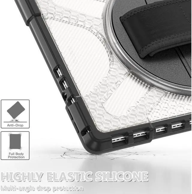 Alt view image 5 of 7 - BONAEVER For Microsoft Surface Pro 8 13 inch 2021 Case Protective Rugged Cover with Pen Holder / Hand Strap / Rotating Stand and Compatible with Type Cover Keyboard