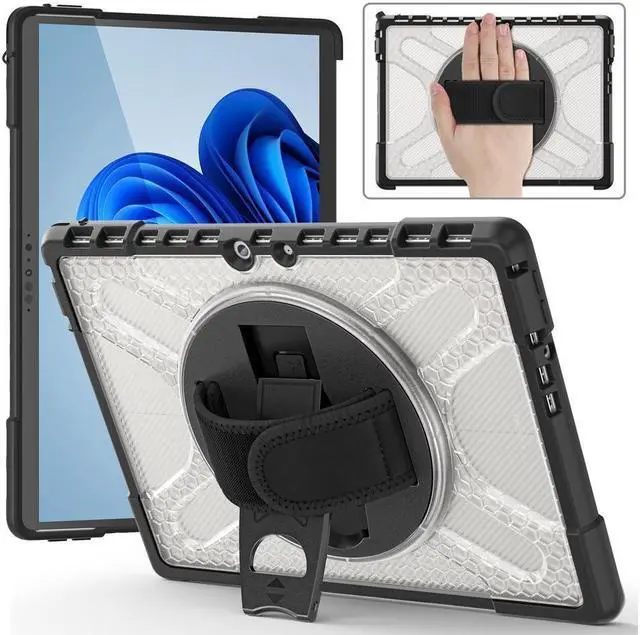Main image of BONAEVER For Microsoft Surface Pro 8 13 inch 2021 Case Protective Rugged Cover with Pen Holder / Hand Strap / Rotating Stand and Compatible with Type Cover Keyboard