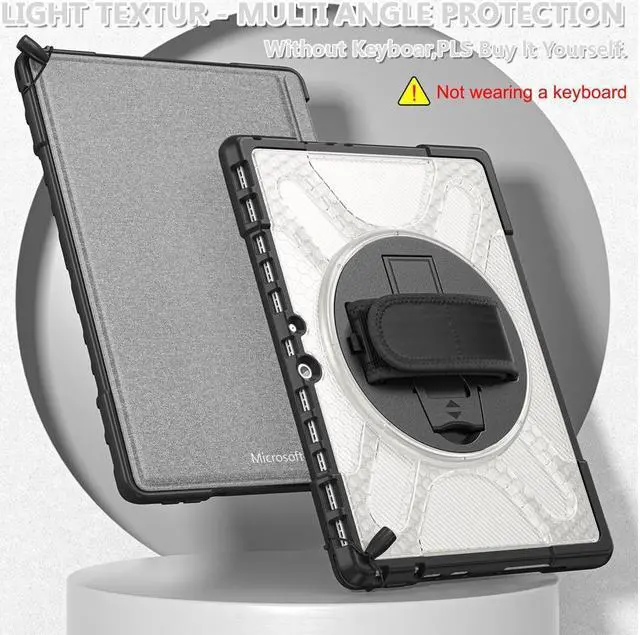 Alt view image 4 of 7 - BONAEVER For Microsoft Surface Pro 8 13 inch 2021 Case Protective Rugged Cover with Pen Holder / Hand Strap / Rotating Stand and Compatible with Type Cover Keyboard