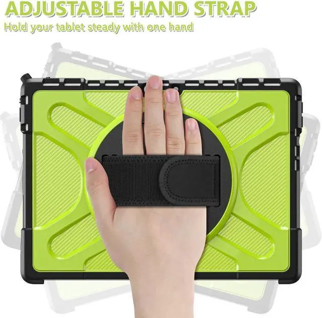 Alt view image 5 of 7 - BONAEVER For Microsoft Surface Pro 8 13 inch 2021 Case Protective Rugged Cover with Pen Holder / Hand Strap / Rotating Stand and Compatible with Type Cover Keyboard