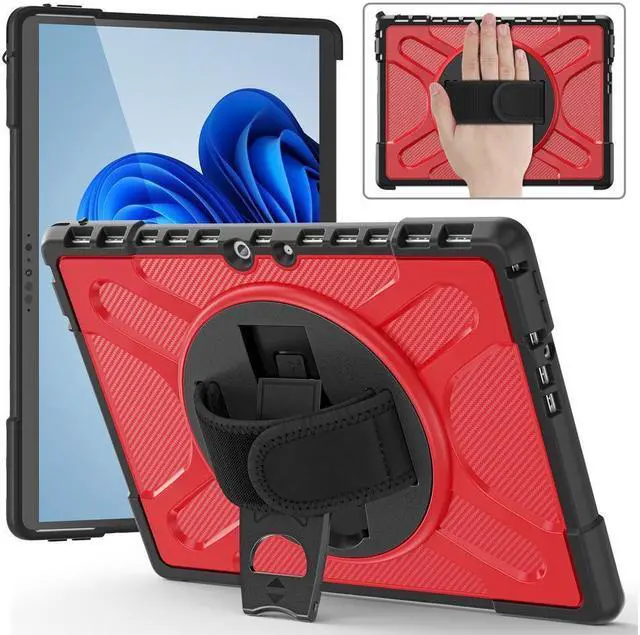Main image of BONAEVER For Microsoft Surface Pro 8 13 inch 2021 Case Protective Rugged Cover with Pen Holder / Hand Strap / Rotating Stand and Compatible with Type Cover Keyboard