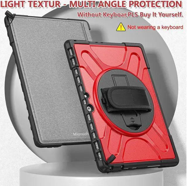 Alt view image 2 of 7 - BONAEVER For Microsoft Surface Pro 8 13 inch 2021 Case Protective Rugged Cover with Pen Holder / Hand Strap / Rotating Stand and Compatible with Type Cover Keyboard