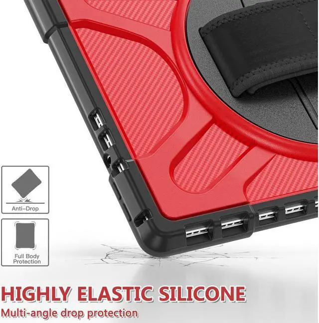 Alt view image 5 of 7 - BONAEVER For Microsoft Surface Pro 8 13 inch 2021 Case Protective Rugged Cover with Pen Holder / Hand Strap / Rotating Stand and Compatible with Type Cover Keyboard