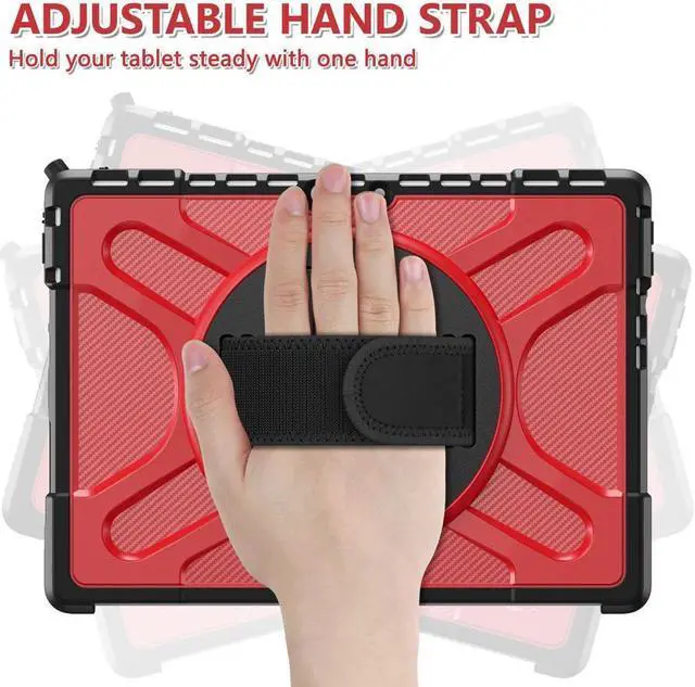 Alt view image 6 of 7 - BONAEVER For Microsoft Surface Pro 8 13 inch 2021 Case Protective Rugged Cover with Pen Holder / Hand Strap / Rotating Stand and Compatible with Type Cover Keyboard