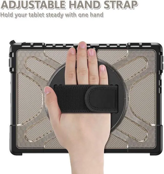 Alt view image 7 of 7 - BONAEVER For Microsoft Surface Pro 8 13 inch 2021 Case Protective Rugged Cover with Pen Holder / Hand Strap / Rotating Stand and Compatible with Type Cover Keyboard