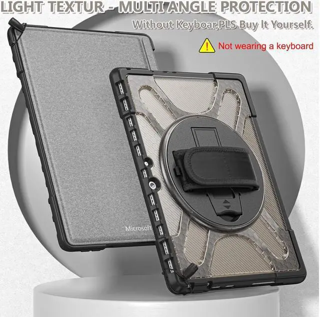 Alt view image 6 of 7 - BONAEVER For Microsoft Surface Pro 8 13 inch 2021 Case Protective Rugged Cover with Pen Holder / Hand Strap / Rotating Stand and Compatible with Type Cover Keyboard