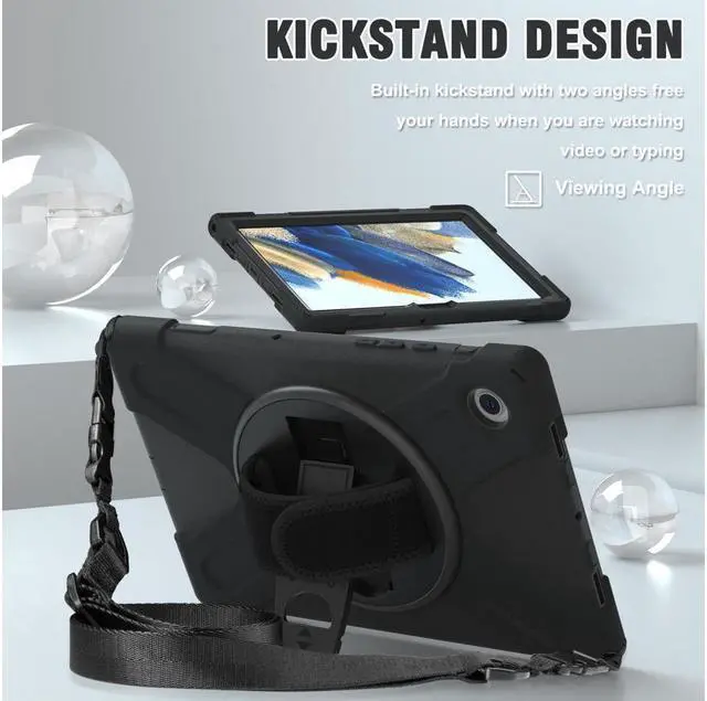 Alt view image 2 of 7 - BONAEVER Case for Samsung Galaxy Tab A8 10.5 inch 2022 Case SM-X200 X205 X207 Shockproof Protective Cover with Stand Pencil Holder H & Shoulder Strap