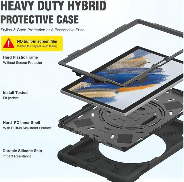 Alt view image 6 of 7 - BONAEVER Case for Samsung Galaxy Tab A8 10.5 inch 2022 Case SM-X200 X205 X207 Shockproof Protective Cover with Stand Pencil Holder H & Shoulder Strap