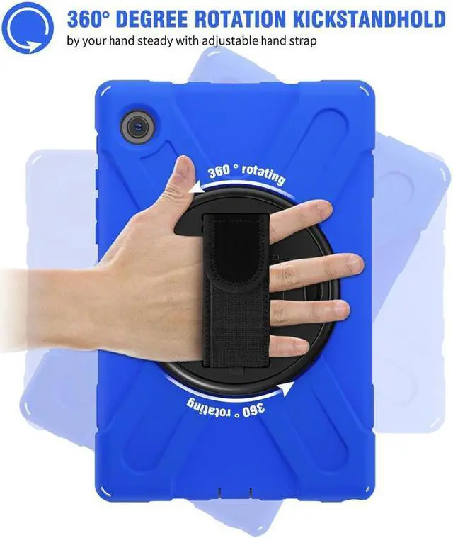 Alt view image 4 of 7 - BONAEVER Case for Samsung Galaxy Tab A8 10.5 inch 2022 Case Shockproof Protective Cover with 360 Degree Rotatable Stand + Pencil Holder + Adjustable Hand Strap Shoulder Belt