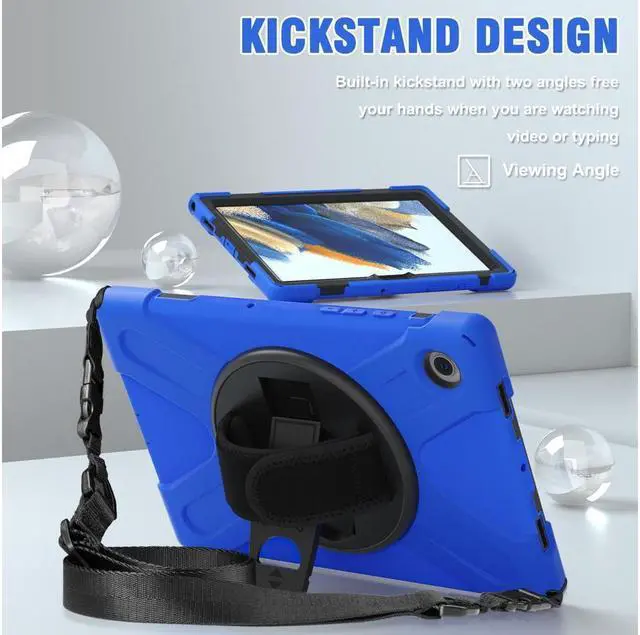 Alt view image 5 of 7 - BONAEVER Case for Samsung Galaxy Tab A8 10.5 inch 2022 Case Shockproof Protective Cover with 360 Degree Rotatable Stand + Pencil Holder + Adjustable Hand Strap Shoulder Belt