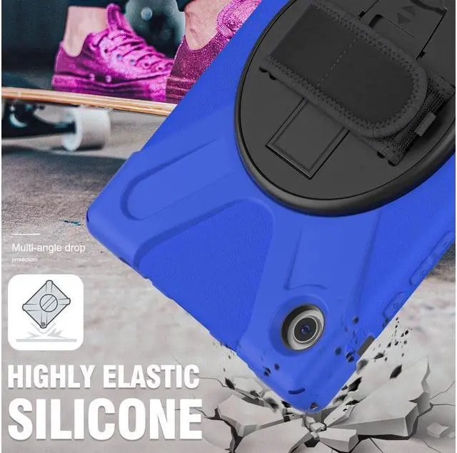 Alt view image 3 of 7 - BONAEVER Case for Samsung Galaxy Tab A8 10.5 inch 2022 Case Shockproof Protective Cover with 360 Degree Rotatable Stand + Pencil Holder + Adjustable Hand Strap Shoulder Belt