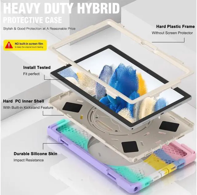 Alt view image 7 of 7 - BONAEVER Case for Samsung Galaxy Tab A8 10.5 inch 2022 Case SM-X200 X205 X207 Shockproof Protective Cover with Stand Pencil Holder H & Shoulder Strap