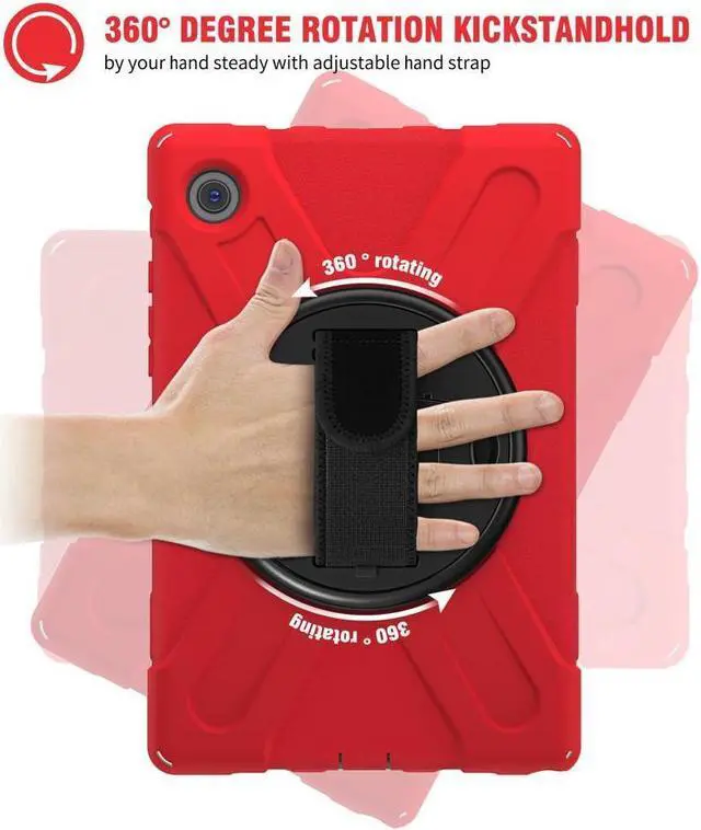 Alt view image 2 of 7 - BONAEVER Case for Samsung Galaxy Tab A8 10.5 inch 2022 Case Shockproof Protective Cover with 360 Degree Rotatable Stand + Pencil Holder + Adjustable Hand Strap Shoulder Belt