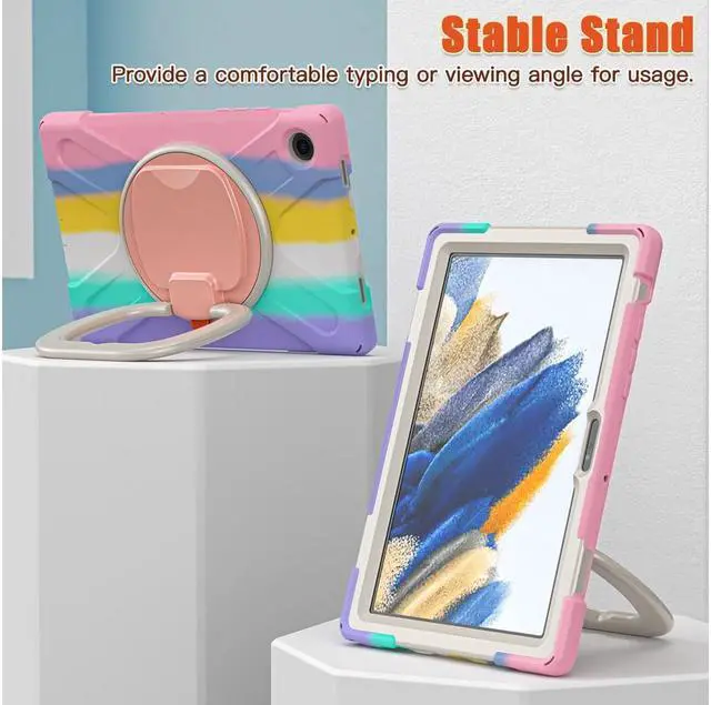 Alt view image 4 of 7 - BONAEVER Case for Samsung Galaxy Tab A8 10.5 inch 2022 (SM-X200 / SM-X205 / SM-X207) with [360 Degree Rotatable Stand & Hand Strap] Pen Holder Shoulder Strap for Galaxy Tab A8 10.5