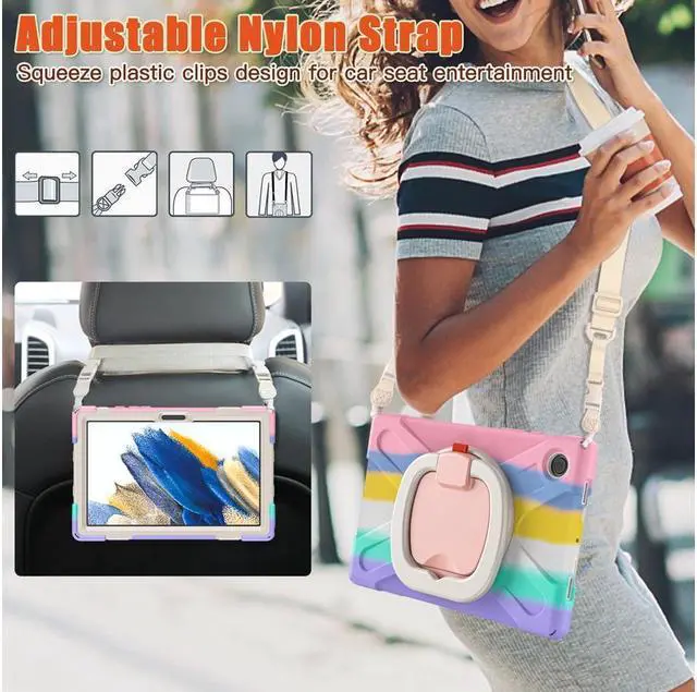 Alt view image 7 of 7 - BONAEVER Case for Samsung Galaxy Tab A8 10.5 inch 2022 (SM-X200 / SM-X205 / SM-X207) with [360 Degree Rotatable Stand & Hand Strap] Pen Holder Shoulder Strap for Galaxy Tab A8 10.5