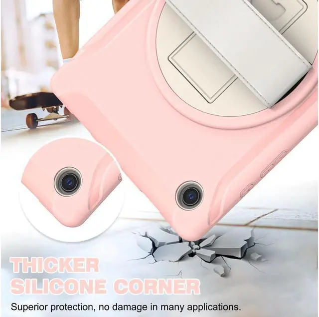 Alt view image 4 of 7 - BONAEVER For Galaxy Tab A8 Case 10.5 Inch 2022 (SM-X200/X205/X207) Rugged Shockproof Case with Hand Strap Rotating Stand and Protective Cover Case for 10.5" Galaxy Tab A8 2022