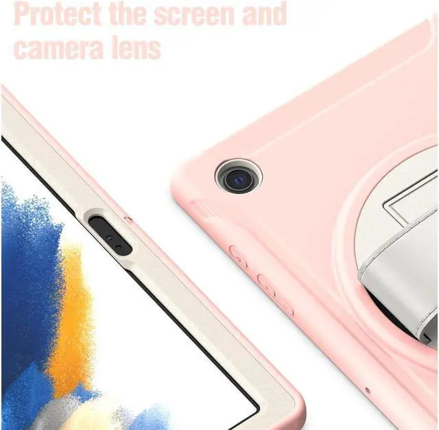 Alt view image 5 of 7 - BONAEVER For Galaxy Tab A8 Case 10.5 Inch 2022 (SM-X200/X205/X207) Rugged Shockproof Case with Hand Strap Rotating Stand and Protective Cover Case for 10.5" Galaxy Tab A8 2022