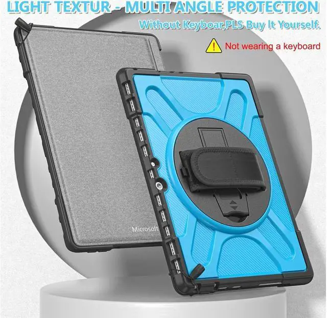 Alt view image 4 of 7 - BONAEVER For Microsoft Surface Pro 8 13 inch 2021 Case Protective Rugged Cover with Pen Holder / Hand Strap / Rotating Stand and Compatible with Type Cover Keyboard