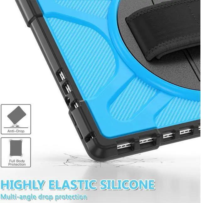 Alt view image 5 of 7 - BONAEVER For Microsoft Surface Pro 8 13 inch 2021 Case Protective Rugged Cover with Pen Holder / Hand Strap / Rotating Stand and Compatible with Type Cover Keyboard