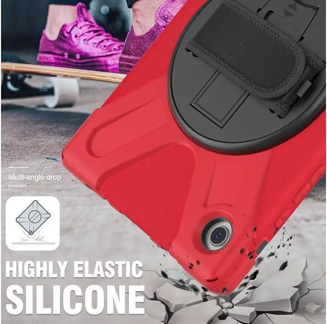 Alt view image 5 of 7 - BONAEVER Case for Samsung Galaxy Tab A8 10.5 inch 2022 Case Shockproof Protective Cover with 360 Degree Rotatable Stand + Pencil Holder + Adjustable Hand Strap Shoulder Belt