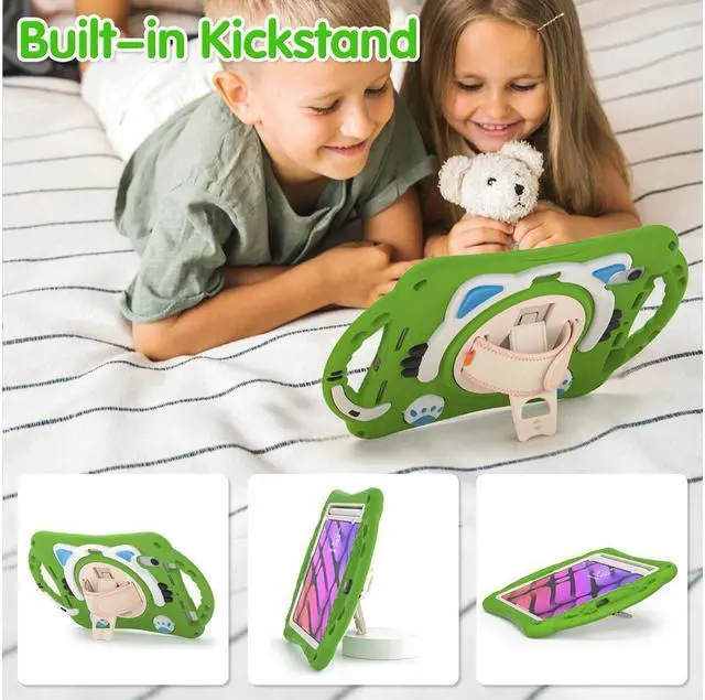 Alt view image 3 of 7 - BONAEVER Kids Case for Apple iPad Mini 6 8.3 Inch 2021 Silicone Shockproof Protective Cover with Pencil Holder Handle Grip Hand Strap Stand and Shoulder Strap for iPad Mini 6th Generation