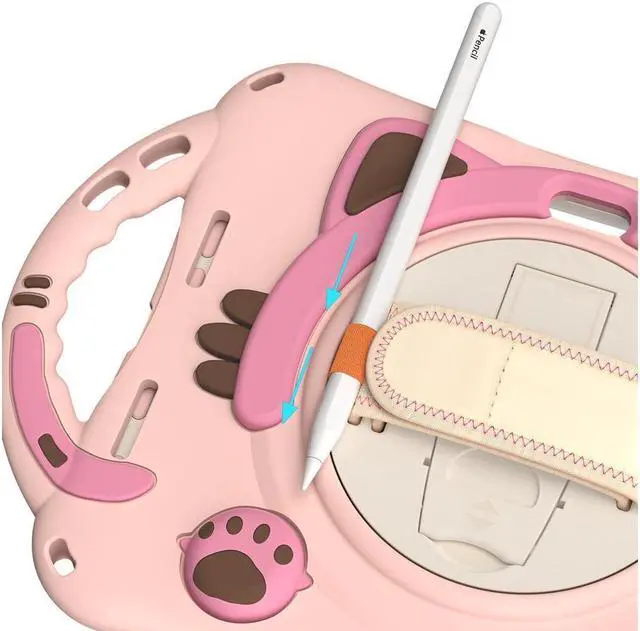 Alt view image 2 of 7 - BONAEVER Kids Case for Apple iPad Mini 6 8.3 Inch 2021 Silicone Shockproof Protective Cover with Pencil Holder Handle Grip Hand Strap Stand and Shoulder Strap for iPad Mini 6th Generation