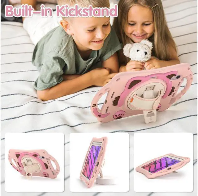 Alt view image 6 of 7 - BONAEVER Kids Case for Apple iPad Mini 6 8.3 Inch 2021 Silicone Shockproof Protective Cover with Pencil Holder Handle Grip Hand Strap Stand and Shoulder Strap for iPad Mini 6th Generation