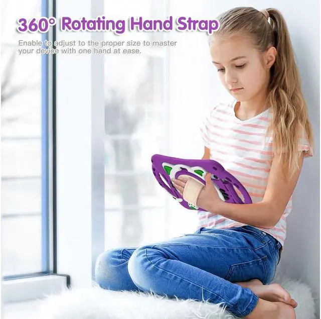 Alt view image 5 of 7 - BONAEVER Kids Case for Apple iPad Mini 6 8.3 Inch 2021 Silicone Shockproof Protective Cover with Pencil Holder Handle Grip Hand Strap Stand and Shoulder Strap for iPad Mini 6th Generation