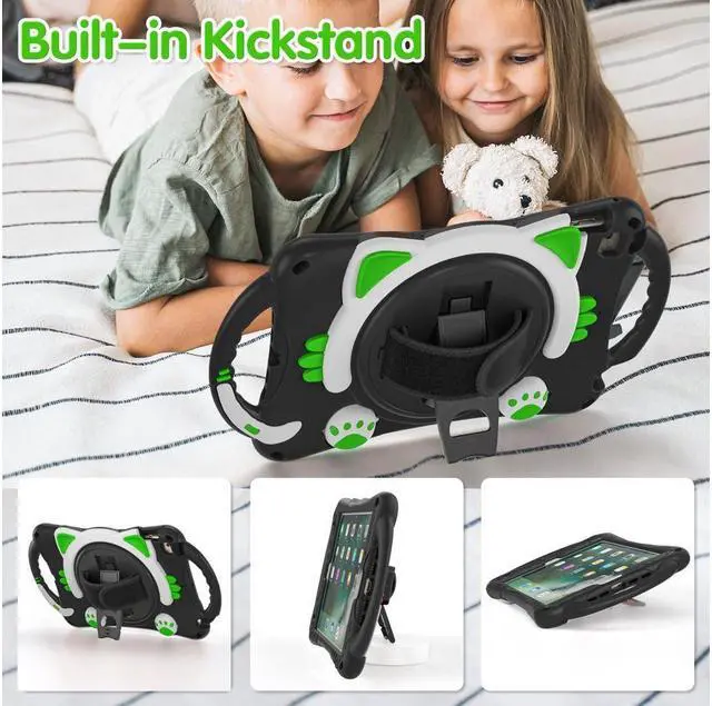 Alt view image 5 of 7 - BONAEVER For iPad Mini 5th/4th/3rd/2nd/1 Stand Generation Case for Kids Silicone Rubber Shockproof Cover for iPad mini 5 4 3 2 1 with Adjustable StrapHandle GripPencil HolderRotating Stand and Strap
