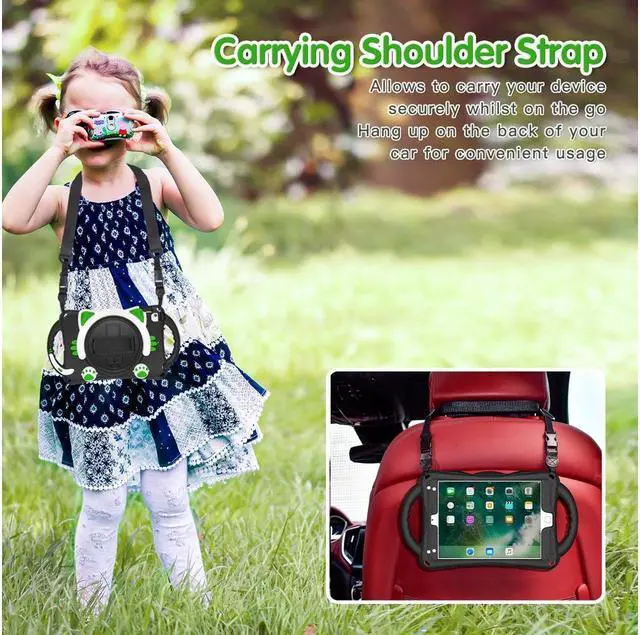Alt view image 7 of 7 - BONAEVER For iPad Mini 5th/4th/3rd/2nd/1 Stand Generation Case for Kids Silicone Rubber Shockproof Cover for iPad mini 5 4 3 2 1 with Adjustable StrapHandle GripPencil HolderRotating Stand and Strap