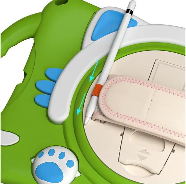 Alt view image 3 of 7 - BONAEVER For iPad Mini 5th/4th/3rd/2nd/1 Stand Generation Case for Kids Silicone Rubber Shockproof Cover for iPad mini 5 4 3 2 1 with Adjustable StrapHandle GripPencil HolderRotating Stand and Strap