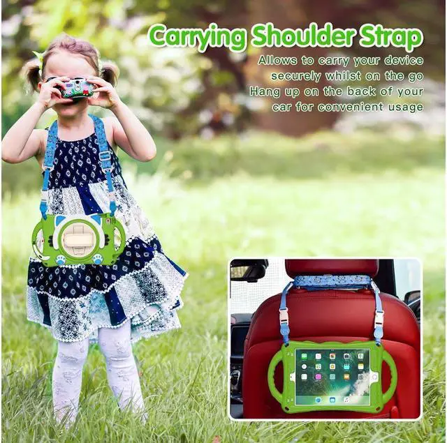 Alt view image 7 of 7 - BONAEVER For iPad Mini 5th/4th/3rd/2nd/1 Stand Generation Case for Kids Silicone Rubber Shockproof Cover for iPad mini 5 4 3 2 1 with Adjustable StrapHandle GripPencil HolderRotating Stand and Strap