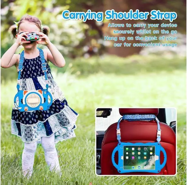 Alt view image 4 of 5 - BONAEVER For iPad Mini 5th/4th/3rd/2nd/1 Stand Generation Case for Kids Silicone Rubber Shockproof Cover for iPad mini 5 4 3 2 1 with Adjustable StrapHandle GripPencil HolderRotating Stand and Strap