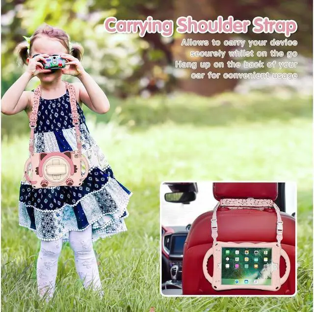Alt view image 7 of 7 - BONAEVER For iPad Mini 5th/4th/3rd/2nd/1 Stand Generation Case for Kids Silicone Rubber Shockproof Cover for iPad mini 5 4 3 2 1 with Adjustable StrapHandle GripPencil HolderRotating Stand and Strap