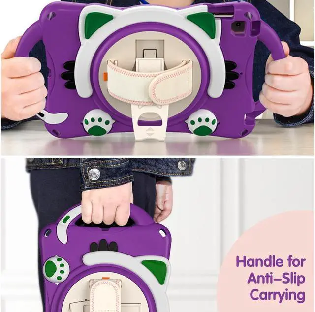 Alt view image 2 of 7 - BONAEVER For iPad Mini 5th/4th/3rd/2nd/1 Stand Generation Case for Kids Silicone Rubber Shockproof Cover for iPad mini 5 4 3 2 1 with Adjustable StrapHandle GripPencil HolderRotating Stand and Strap