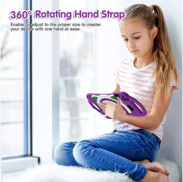 Alt view image 3 of 7 - BONAEVER For iPad Mini 5th/4th/3rd/2nd/1 Stand Generation Case for Kids Silicone Rubber Shockproof Cover for iPad mini 5 4 3 2 1 with Adjustable StrapHandle GripPencil HolderRotating Stand and Strap